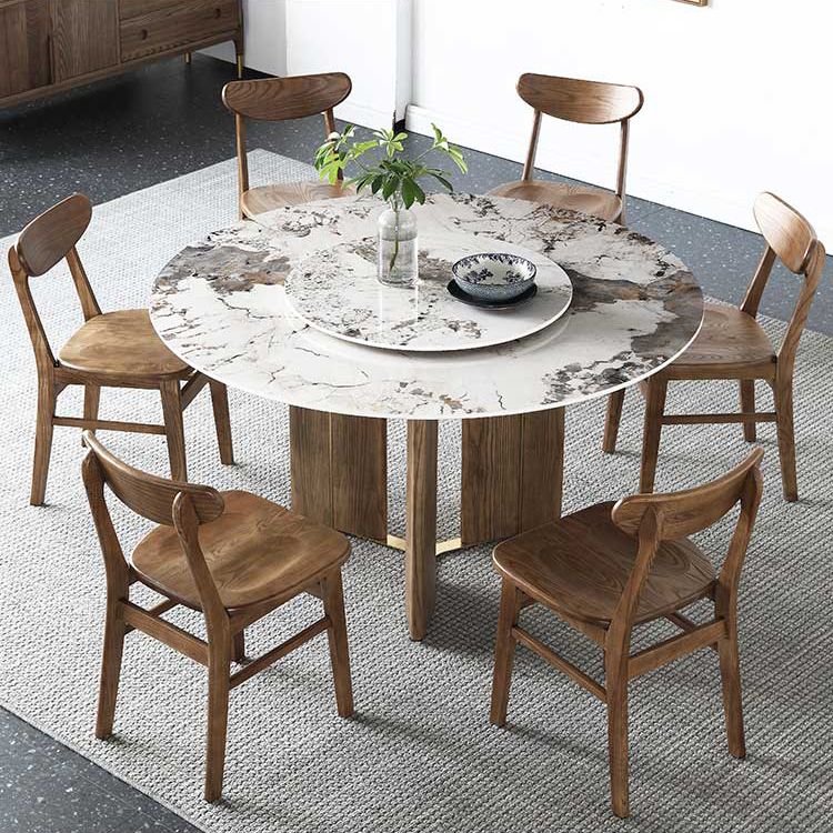 Modern 1/4/5/7 Pieces Dining Sintered Stone Dining Table Set with Wooden Legs for Kitchen Clearhalo 'Dining Room Sets' 'Dining Tables & Seating' 'dining_room_set' 'furn' 'furn_dining_room_set' 'Furniture' 'furniture_dining_room_set' 'Kitchen & Dining Furniture' 'kitchen&dining_furn' 'kitchen' 1200x1200_aa9769fb-50e6-4c3b-9390-fa334b731414