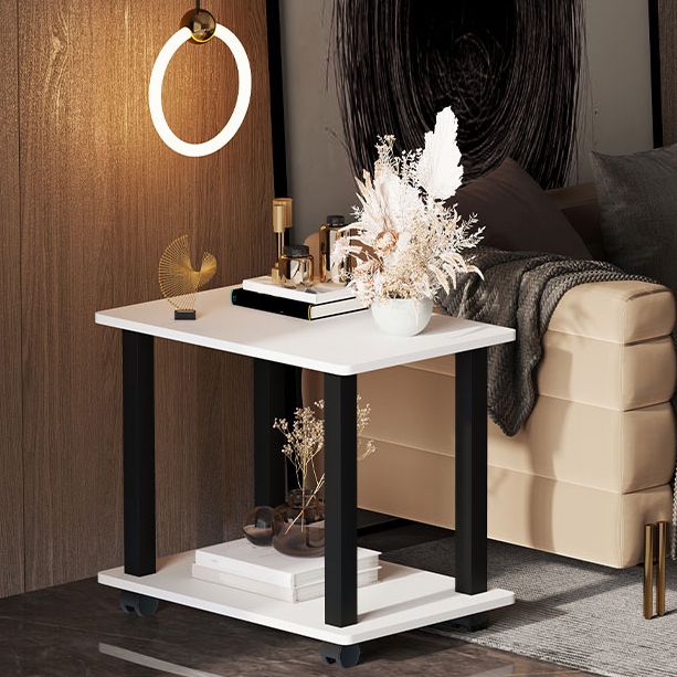 Modern 4 Legs Rectangular Coffee Table with Casters Cocktail Table in Black/White Clearhalo 'Coffee & Accent Tables' 'Coffee Tables' 'coffee_tables' 'furn' 'furn_coffee_tables' 'Furniture' 'furniture_coffee_tables' 'Living Room Furniture' 1200x1200_aa982ac3-4203-41c0-94ee-524d1ca35b4a