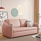 Scandinavian Faux Leather Sleeper Sloped Arm Sofa Bed in Pink Clearhalo 'furn' 'furn_futons' 'Furniture' 'Futons & Daybeds' 'Futons' 'Living Room Furniture' 1200x1200_aa993688-ccca-426a-933a-c57a6554f2a8