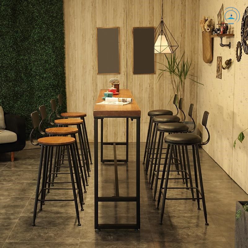 Juego de mesa de bar de madera industrial, mesa de mostrador rectangular de 1/5/9 piezas