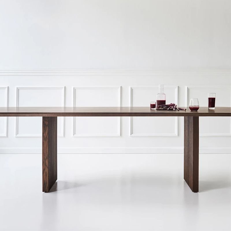 Rectangle Dining Table Modern Oak Solid Wood Double Pedestal Dining Table Clearhalo 'Dining Tables & Seating' 'Dining Tables' 'dining_table' 'furn' 'furn_dining_table' 'Furniture' 'furniture_dining_table' 'Kitchen & Dining Furniture' 1200x1200_aa9b4492-7fd5-4edc-9ccf-77f25aa02ffa