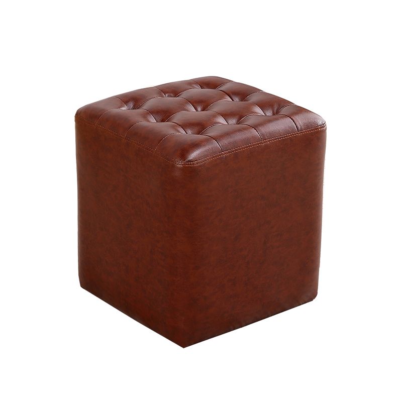 Mid-Century Modern Plain Boucle Square Pouf PU Leather Tufted Ottoman Footrest Clearhalo 'furn' 'furn_ottomans_poufs' 'Furniture' 'Living Room Furniture' 'Ottomans & Poufs' 'ottomans_poufs' 1200x1200_aa9cc4f7-7ac6-4cd6-ba34-fe6fb77c1f77