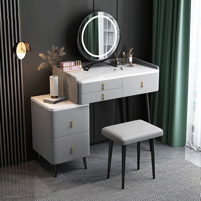 Tabouret de maquillage de vanité en pierre moderne ensemble tabouret gris