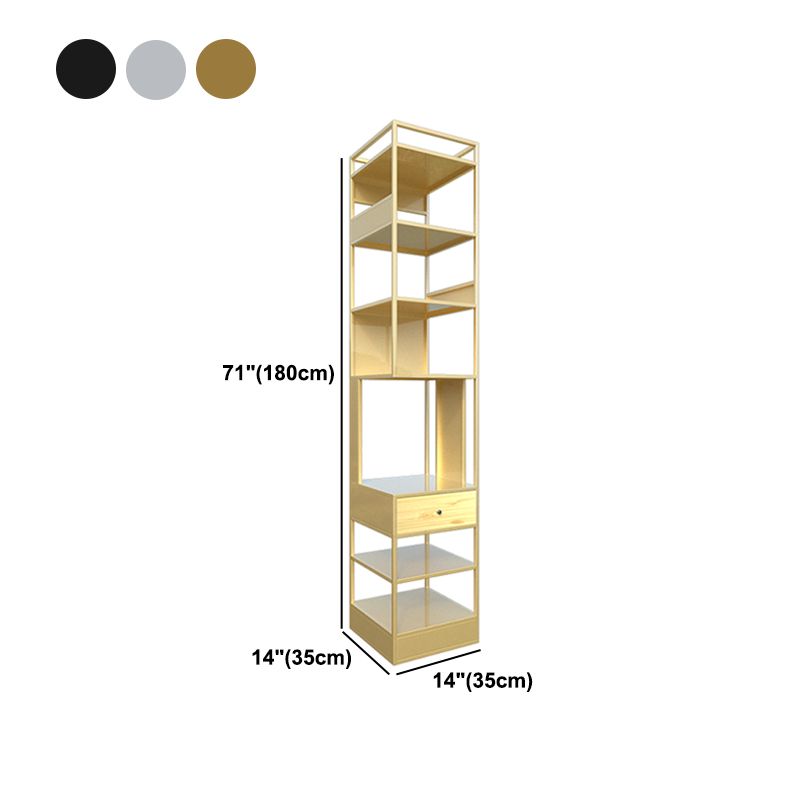 Iron Industrial Corner Bookshelf Open Vertical Bookshelf with Drawer Clearhalo 'Bookcases' 'furn' 'furn_bookcases' 'Furniture' 'furniture_bookcases' 'kitchen' 'kitchen_bookcases' 'Living Room Furniture' 'Office Furniture' 1200x1200_aa9dedb7-7976-4b96-b256-7bcbffd9deef