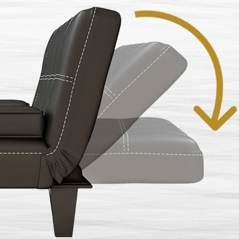 Sofá de cuero con cama de sofá tapizado contemporáneo de cuero PU en negro
