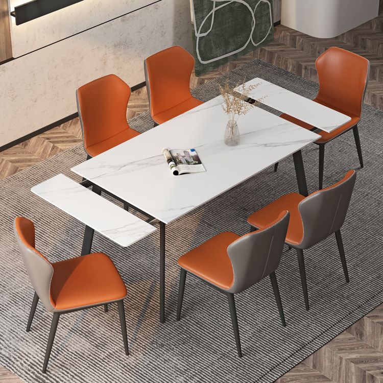 Contemporary Style Extendable Table Stone Rectangle Dining Table for Dining Room Clearhalo ' dining_table' 'Dining Tables & Seating' 'Dining Tables' 'furn' 'furn_dining_table' 'Furniture' 'furniture_dining_table' 'Kitchen & Dining Furniture' 'kitchen&dining_furn' 'kitchen' 'kitchen_dining_table' 1200x1200_aaa011d8-74ca-4db5-9d68-68ad759ccad3