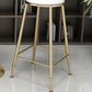 Glam Footrest Indoor Counter Stool Leather Round Dining Stool with Gold Base