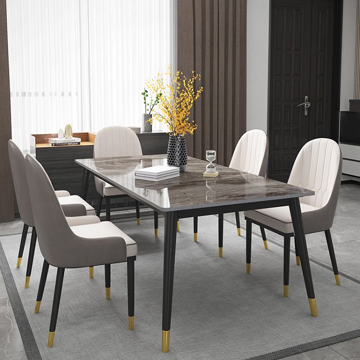 Glam Style 1/5/7 Pieces Dining Set with Stone Table Dining Furniture for Living Room Clearhalo 'Dining Room Sets' 'Dining Tables & Seating' 'dining_room_set' 'furn' 'furn_dining_room_set' 'Furniture' 'furniture_dining_room_set' 'Kitchen & Dining Furniture' 'kitchen&dining_furn' 'kitchen' 1200x1200_aaa17e27-f63f-4bbd-a255-b6f916a410f3