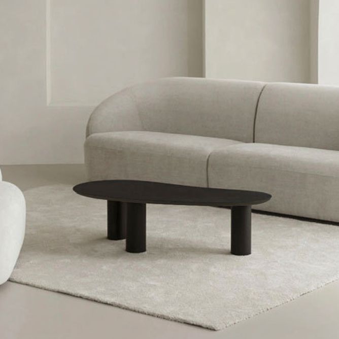Mesa de centro escandinava de madera y metal Mesa de cóctel con tapa irregular y 3 patas