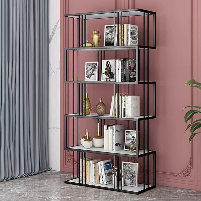 Open Vertical Etagere Bookshelf Industrial Iron Frame Manufactured Wood Shelf Bookshelf Clearhalo 'Bookcases' 'furn' 'furn_bookcases' 'Furniture' 'furniture_bookcases' 'kitchen' 'kitchen_bookcases' 'Living Room Furniture' 'Office Furniture' 1200x1200_aaa25dc0-c292-4c01-9607-72ec5e6588ee