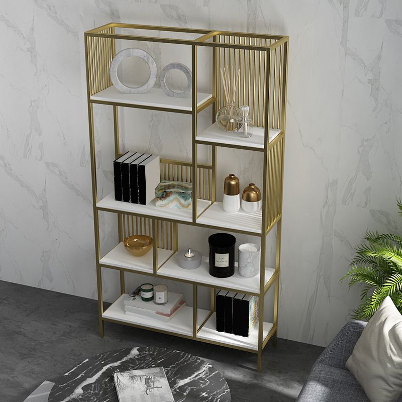 Modern Metel Bookcase Gold Etagere Bookshelf for Living Room 70.9" H X 11.8" W Clearhalo 'Bookcases' 'furn' 'furn_bookcases' 'Furniture' 'Office Furniture' 1200x1200_aaa34327-5ffb-4f23-a191-cb4fdca81f95