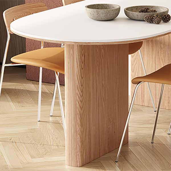 Oval Stone Dining Table Contemporary Dining Table with Double Pedestal Base Clearhalo 'Dining Tables & Seating' 'Dining Tables' 'dining_table' 'furn' 'furn_dining_table' 'Furniture' 'Kitchen & Dining Furniture' 1200x1200_aaa48f38-999d-48b0-9f9f-bd7aa863c52e