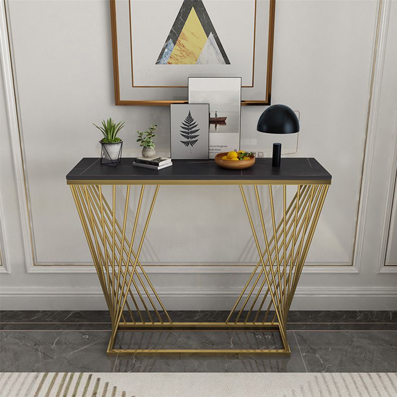 Frame Base Console Table 31.5" Tall Stone Accent Table for Hall