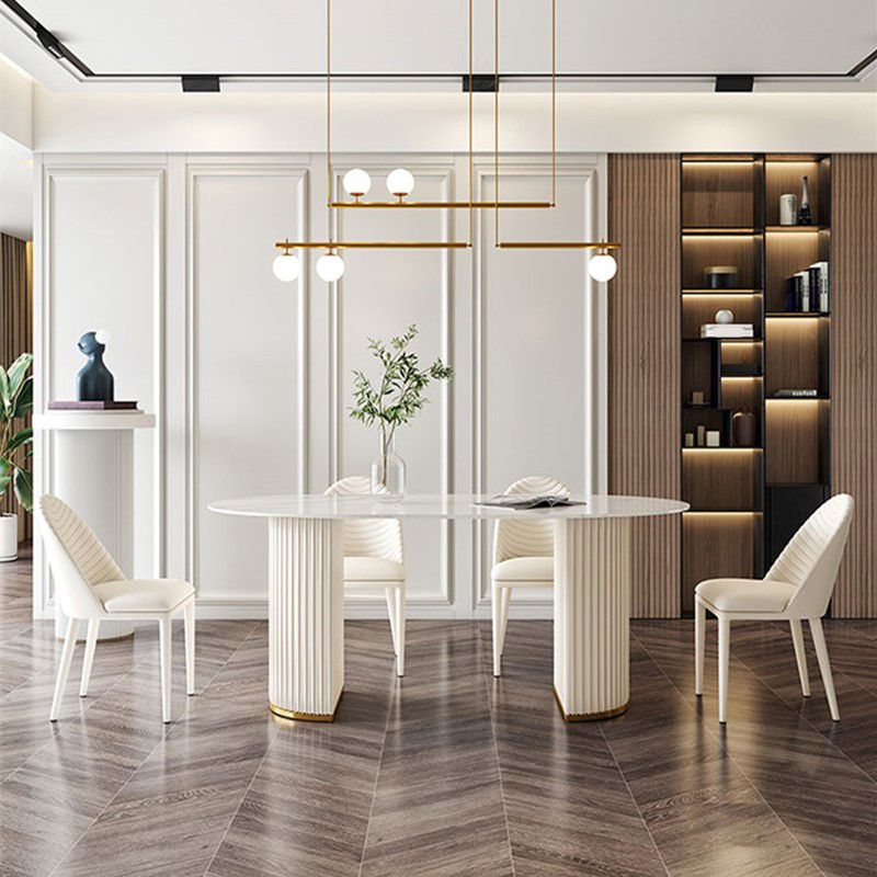 家のための伝統的な豪華なダイニングテーブル焼結石二重台車テーブル