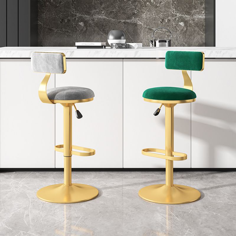 Glam Rotatable Backrest Counter Stool Steel Kitchen Bar Stool with Cushion and Pedal Clearhalo 'Bar Furniture' 'Bar Stools' 'bar_stools' 'furn' 'furn_bar_stools' 'Furniture' 'furniture_bar_stools' 'Kitchen & Dining Furniture' 1200x1200_aaa8bcf7-caaa-4eed-8a18-77c9fb464af7