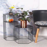 Frame Hexagon Metal End Table Set Simple Iron Sofa Side Accent Table with Storage Shelf Clearhalo 'Coffee & Accent Tables' 'End & Side Tables' 'end_side_tables' 'furn' 'furn_end_side_tables' 'Furniture' 'Living Room Furniture' 1200x1200_aaa913f6-5b02-459a-b42e-74d8bd88148a