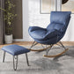 Contemporary Rocking Chair Faux Leather Water Resistant Plain Rocker Chair with Ottoman