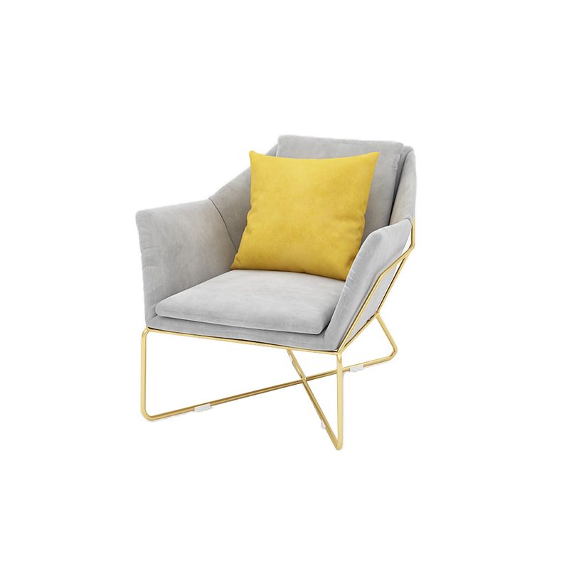 Samt modernes gebogenes Sofa in grauen Sitzgelegenheiten mit abgenähten Arm Arm mit Kissen