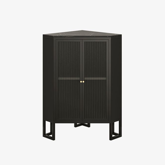 35.5 "H Modern Stone Buffet aparador 2 Puertas de vidrio Servidor de buffet de comedor