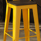 Metal Dining Stools Low Back Bar Stools with Footrest in Yellow