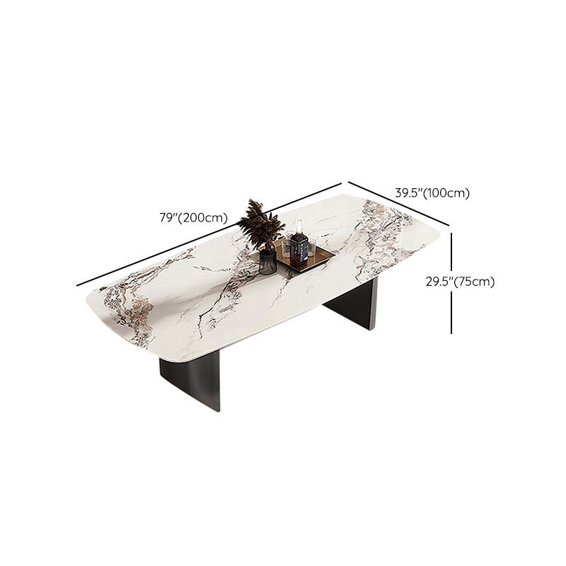 Mesa de comedor rectangular industrial Mesa de piedra sinterizada con patas de metal