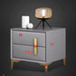 Modern Bed Nightstand Leather Bedside Cabinet with 2 Drawers
