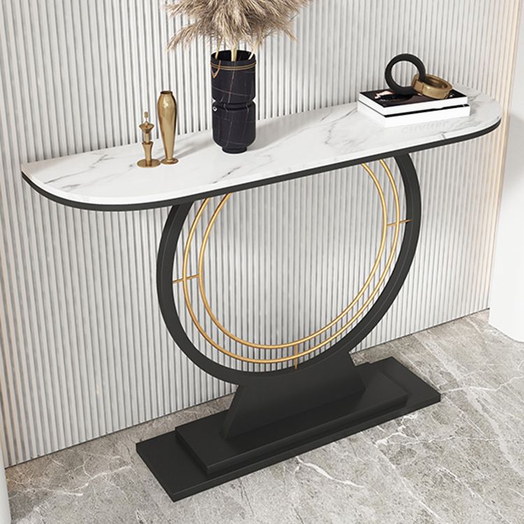 Tavolo di accento di base del piedistallo di ferro con tavolo da cosnole top in pietra mecivaluta