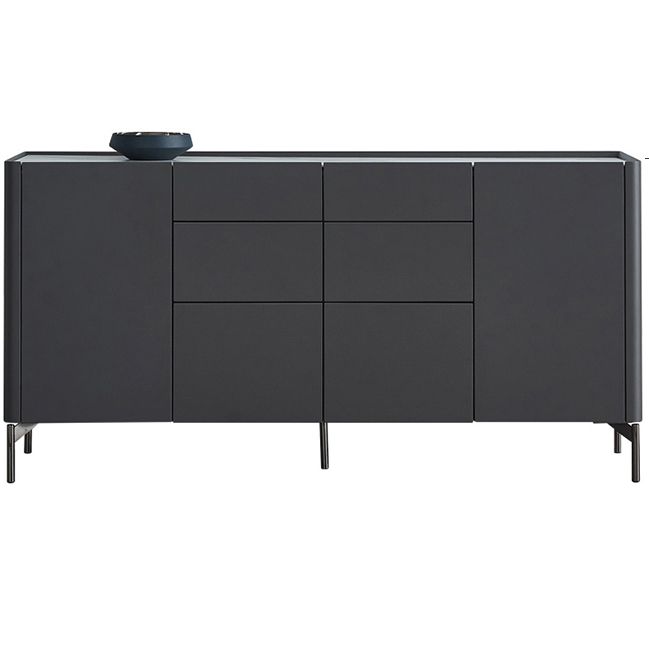 Server da pranzo in pietra grigia e buffet in legno con cassetti