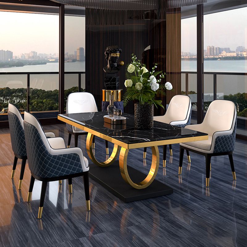 Traditional Luxury Rectangle Dining Table Sintered Stone Table with Trestle Base Clearhalo ' dining_table' 'Dining Tables & Seating' 'Dining Tables' 'furn' 'furn_dining_table' 'Furniture' 'furniture_dining_table' 'Kitchen & Dining Furniture' 'kitchen&dining_furn' 'kitchen' 'kitchen_dining_table' 1200x1200_aab15c6f-ee88-49d4-9ead-e0a91b366260