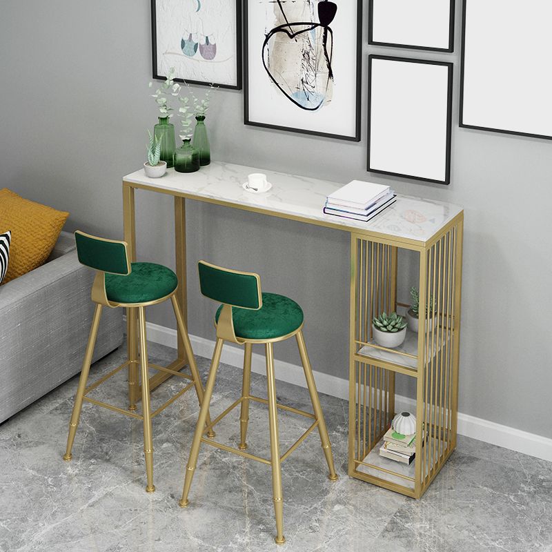 Tableau de barre en marbre artificiel Table du bistrot de style glamour de 42 pouces avec grille de rangement