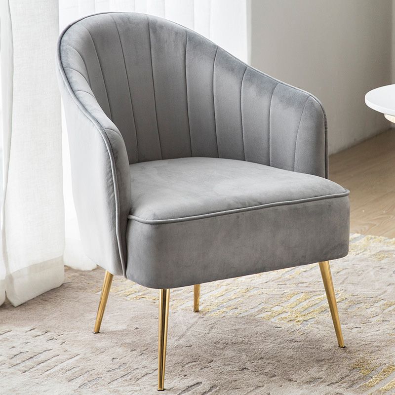 24.4"W Velvet Sloped Arms Barrel Chair with Basic Four Legs and Sewn Pillow Back Clearhalo 'Accent Chairs' 'accent_chairs' 'Chairs & Seating' 'furn' 'furn_accent_chairs' 'Furniture' 'Living Room Furniture' 1200x1200_aab4853d-bae5-4a11-97d5-f23e2c2441b8