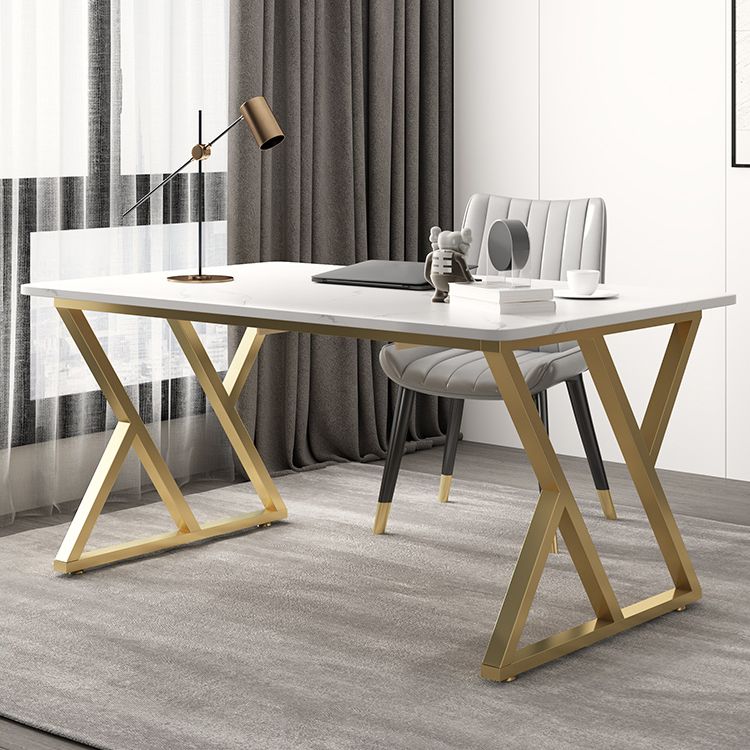 Rectangular Sintered Stone Desk with Gold Legs in Modern Style Clearhalo 'Furniture' 'furniture_office_desk' 'Office Desks' 'Office Furniture' 'office_desk' 1200x1200_aab4d3c0-03e7-4ff1-9de0-5daa681852c3