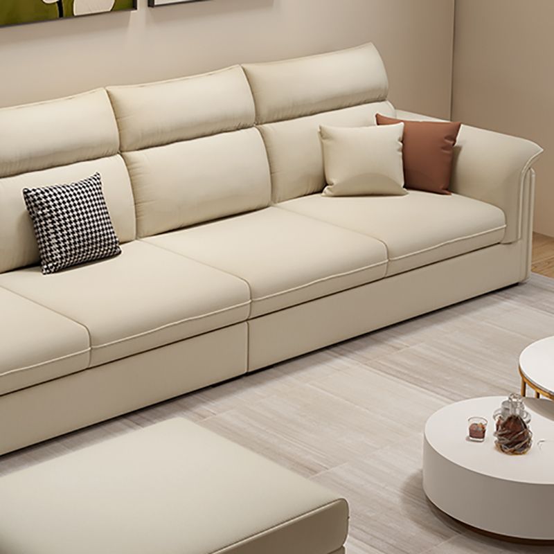 Contemporary Faux Leather Sofa with Ottoman Included in Pine Wood Clearhalo 'furn' 'furn_sofas' 'Furniture' 'Living Room Furniture' 'Sofa' 'sofas' 1200x1200_aab5bed7-6772-4c75-b4c4-ab98403b16bc