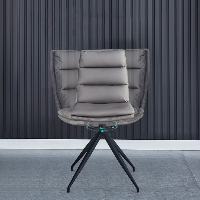 Industrial Style Solid Back Armless Chairs Microfiber Leather Dining Chairs (Set of 4) Clearhalo ' kitchen&dining_furn' 'Dining Chairs' 'Dining Tables & Seating' 'dining_chair' 'furn' 'furn_dining_chair' 'Furniture' 'furniture_dining_chair' 'Kitchen & Dining Furniture' 'kitchen' 1200x1200_aab83121-6eb1-43c5-9454-318e0ba63dc1