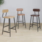 Industrial Square Bar Stool Solid Wood Armless Bar Chair with Metal Legs