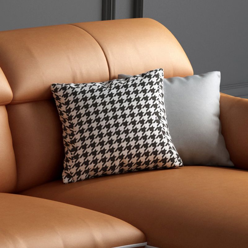 Faux Leather Recessed Arm Sofa Stain-Resistant Sectional with Pillowed Back Clearhalo 'furn' 'furn_sectionals' 'Furniture' 'furniture_sectionals' 'kitchen' 'kitchen_sectionals' 'Living Room Furniture' 'Sectionals' 1200x1200_aabbab97-3b3f-472a-944d-7c82b27eaa4f