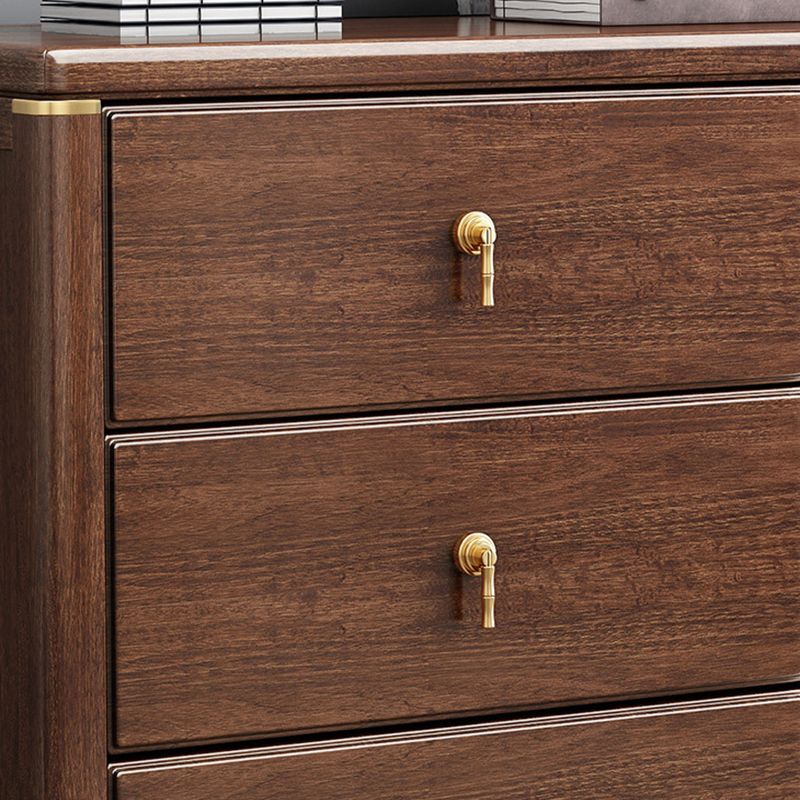 Torace di accento marrone rettangolare petto in legno di gomma con cassetti di stoccaggio