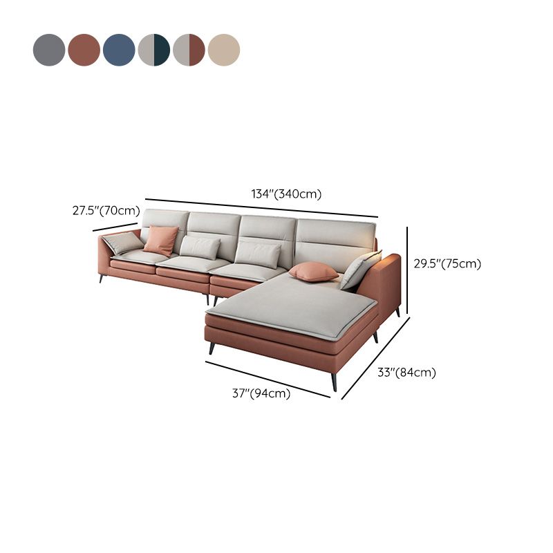 Canapé sectionnel scandinave de 68 po de large, coussin à dossier, 4 oreillers, sectionnel