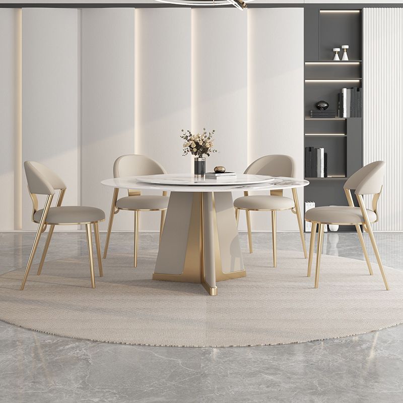 Modern Round Dinner Table Steel Base Stone Dining Table for Home Clearhalo 'Dining Tables & Seating' 'Dining Tables' 'dining_table' 'furn' 'furn_dining_table' 'Furniture' 'Kitchen & Dining Furniture' 1200x1200_aabe0562-a7de-47ab-9119-3b6a0eade76c