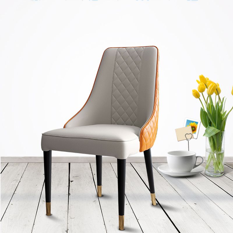 Glam Style Parsons Side Chair Leather Indoor Dining Chair with Wooden Base Clearhalo 'Dining Chairs' 'Dining Tables & Seating' 'dining_chair' 'furn' 'furn_dining_chair' 'Furniture' 'Kitchen & Dining Furniture' 1200x1200_aabea65f-c22b-4865-8c00-049d0fb66e1c