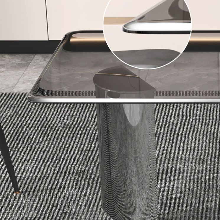 Modern Glass Dining Table Rectangle Tabletop with Glass Legs