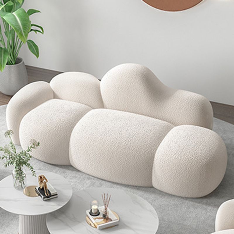 Divano posteriore curvo in lana bianca moderna moderna da 34,65 "H -braccio quadrato