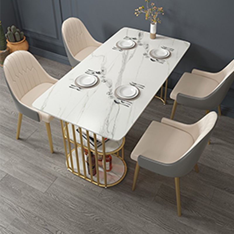 Tavolo in pietra e metallo moderno tavolo da pranzo rettangolare per la casa minimalista