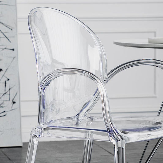 Silla de comedor de brazo acrílico de estilo nórdico para restaurante, altura de 17 pulgadas