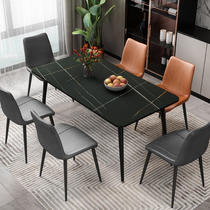 Rectangle Stone Top Dining Table Modern Black Base Dining Table for Living Room Clearhalo 'Dining Tables & Seating' 'Dining Tables' 'dining_table' 'furn' 'furn_dining_table' 'Furniture' 'furniture_dining_table' 'Kitchen & Dining Furniture' 'kitchen' 'kitchen_dining_table' 1200x1200_aac2981a-88a8-4be0-9d4e-ddd201ec32fd