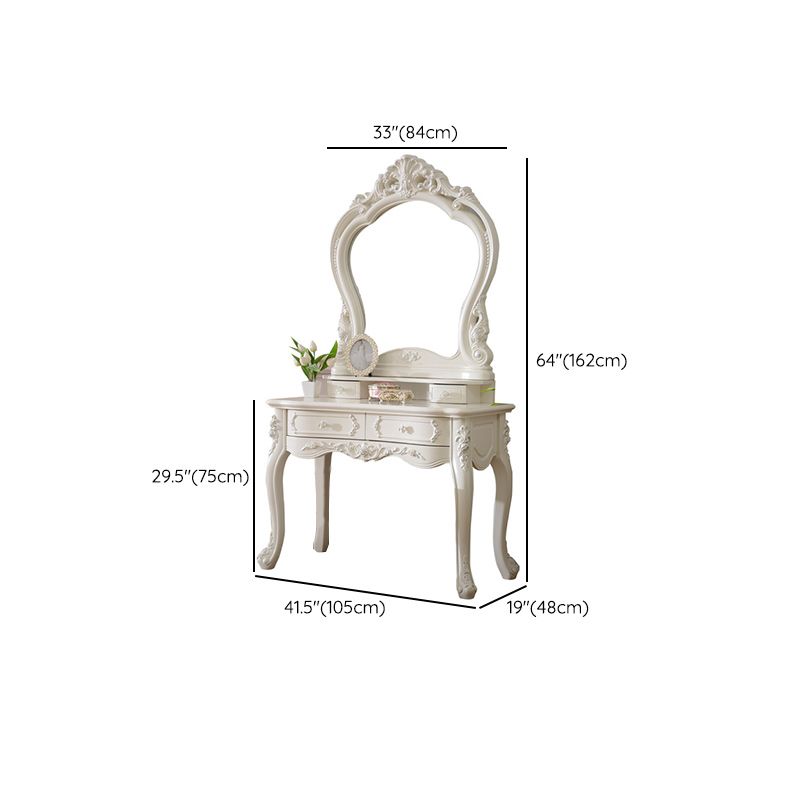 4 Drawers Makeup Table White Make up Table Stool Set Victorian Wood Vanity