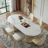 Ovale eetkamertafel Luxe dubbele keukentafel op voetstuk