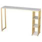 Glam Rectangle Pub Table 3-shelf Faux Marble Bar Height Table with Metal Base Clearhalo 'Bar Furniture' 'Bar Tables' 'bar_tables' 'furn' 'furn_bar_tables' 'Furniture' 'Kitchen & Dining Furniture' 1200x1200_aac69c64-79a0-4cdc-b93d-523fa25a71bd