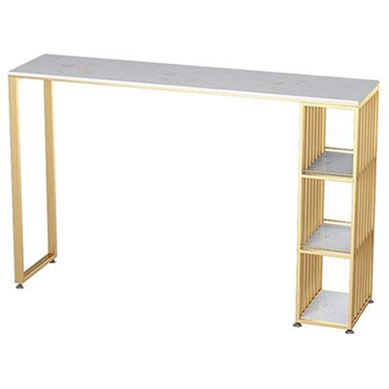 Glam Rectangle Pub Table 3-shelf Faux Marble Bar Height Table with Metal Base Clearhalo 'Bar Furniture' 'Bar Tables' 'bar_tables' 'furn' 'furn_bar_tables' 'Furniture' 'Kitchen & Dining Furniture' 1200x1200_aac69c64-79a0-4cdc-b93d-523fa25a71bd