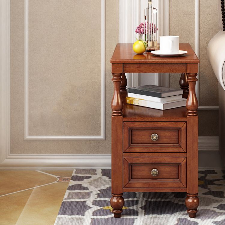 4 Legs Side Table Modern Wood Gold 2-Drawer Side End Snack Table Clearhalo 'Coffee & Accent Tables' 'End & Side Tables' 'end_side_table' 'end_side_tables' 'furn' 'furn_end_side_tables' 'Furniture' 'furniture_end_side_table' 'Living Room Furniture' 1200x1200_aac743c0-4f98-4ae0-ab86-a2770b45b98b